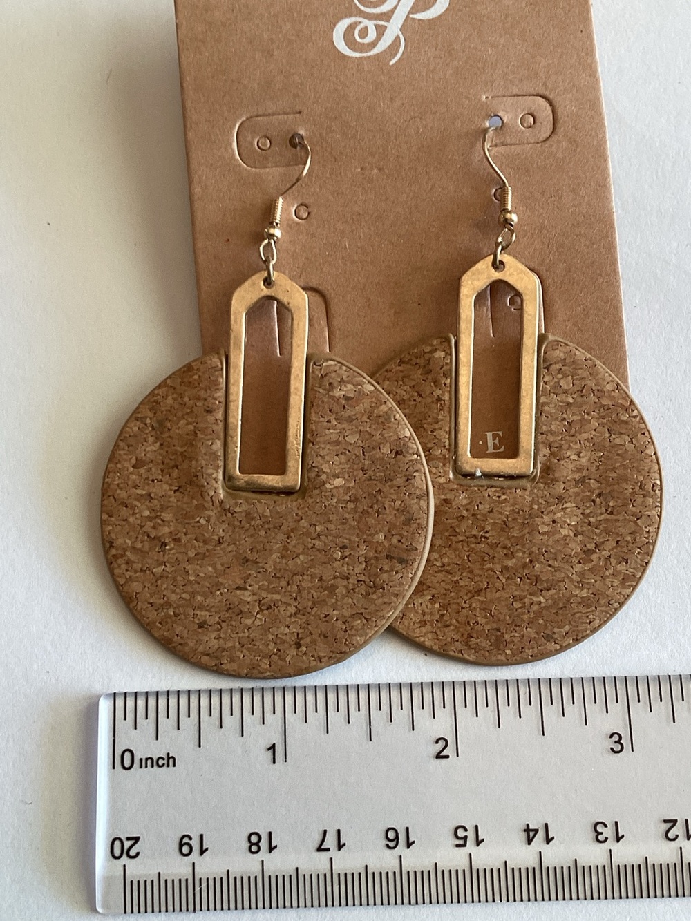 Plunder Cork and Gold-Tone Round Drop Earrings - Picture 3 of 3